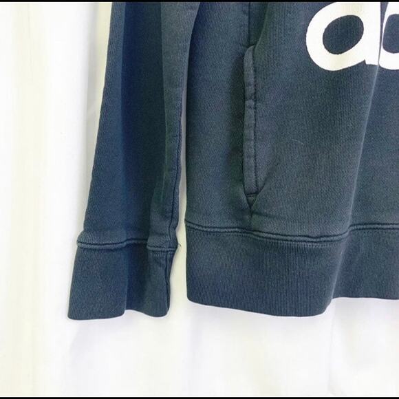 Adidas Trefoil Hoodie in Black/White Pockets Sweatshirt Size Small - Picture 4 of 8